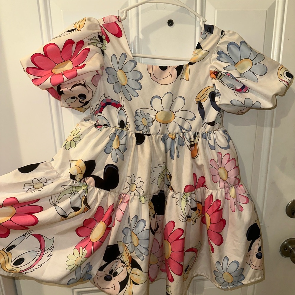 Floral Cartoon Print Kids Dress